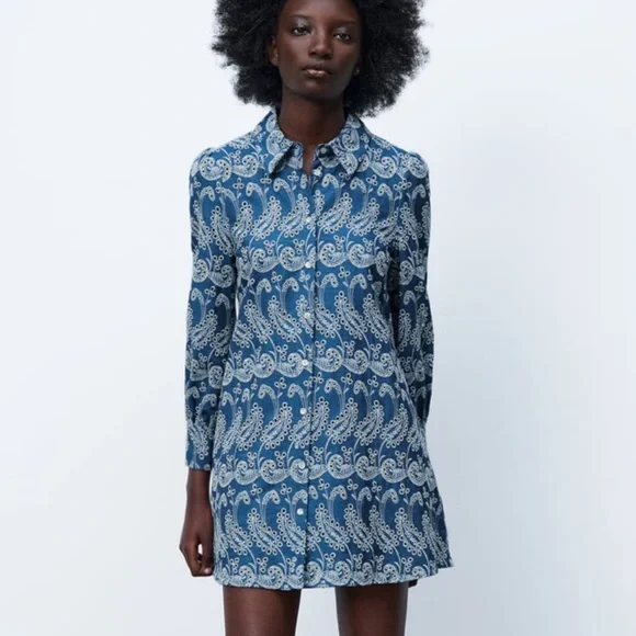 zara embroidered dress blue Bebe - Zara Embroidered Dress